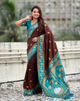 Coffee Brown Soft Silk Pichwai Traditional Zari Woven Saree