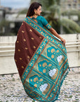 Coffee Brown Soft Silk Pichwai Traditional Zari Woven Saree