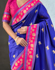 Violet Soft Silk Pichwai Traditional Zari Woven Saree
