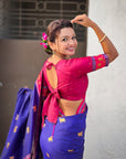 Violet Soft Silk Pichwai Traditional Zari Woven Saree