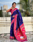 Violet Soft Silk Pichwai Traditional Zari Woven Saree