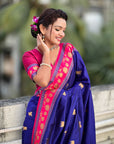 Violet Soft Silk Pichwai Traditional Zari Woven Saree