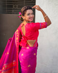 Hot Pink Soft Silk Pichwai Traditional Zari Woven Saree