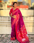 Hot Pink Soft Silk Pichwai Traditional Zari Woven Saree