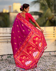 Hot Pink Soft Silk Pichwai Traditional Zari Woven Saree