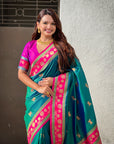 Green Soft Silk Pichwai Traditional Zari Woven Saree