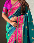 Green Soft Silk Pichwai Traditional Zari Woven Saree