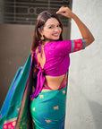 Green Soft Silk Pichwai Traditional Zari Woven Saree