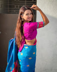 Blue Soft Silk Pichwai Traditional Zari Woven Saree