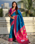 Blue Soft Silk Pichwai Traditional Zari Woven Saree