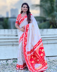 Cream Soft Silk Pichwai Traditional Zari Woven Saree