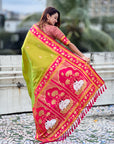 Mehendi Green Soft Silk Pichwai Traditional Zari Woven Saree
