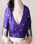 Violet Banarasi Soft Silk Silver Zari Woven Saree