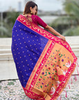 Violet Zari Woven Rajhans Swan Paithani Silk Saree