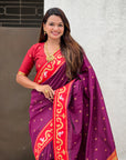 Magenta Zari Woven Rajhans Swan Paithani Silk Saree