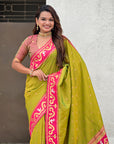 Mehendi Green Zari Woven Rajhans Swan Paithani Silk Saree