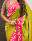 Mehendi Green Zari Woven Rajhans Swan Paithani Silk Saree