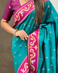 Green Zari Woven Rajhans Swan Paithani Silk Saree