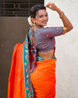 Orange Zari Woven Rajhans Swan Paithani Silk Saree