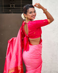 Baby Pink Zari Woven Rajhans Swan Paithani Silk Saree