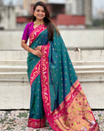 Green Zari Woven Rajhans Swan Paithani Silk Saree