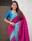Magenta Zari Woven Rajhans Swan Paithani Silk Saree