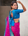 Magenta Zari Woven Rajhans Swan Paithani Silk Saree