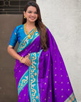 Purple Zari Woven Rajhans Swan Paithani Silk Saree