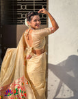 Chickoo Organza Swan Paithani Silk Zari Woven Saree
