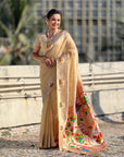 Chickoo Organza Swan Paithani Silk Zari Woven Saree