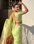 Pista Green Organza Swan Paithani Silk Zari Woven Saree