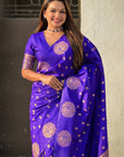Violet Soft Silk Dual Zari Woven Saree with Peacock Border