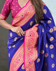 Violet Soft Silk Saree with Sunflower Butta Meenakari Zari Woven Saree