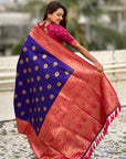 Violet Soft Silk Saree with Sunflower Butta Meenakari Zari Woven Saree