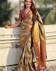 Wine Original Dharmavaram Leheriya Silk Zari Woven Saree