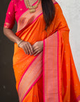 Orange Soft Silk Paithani Zari Woven Saree