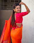 Orange Soft Silk Paithani Zari Woven Saree