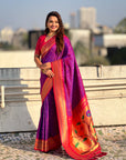 Purple Soft Silk Paithani Zari Woven Saree
