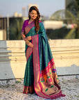 Green Soft Silk Paithani Zari Woven Saree