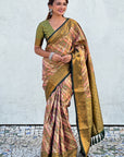 Navy Blue Original Dharmavaram Leheriya Silk Zari Woven Saree