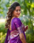Purple Banarasi Jaal Soft Silk Zari Woven Saree