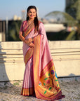 Lavender Soft Silk Paithani Zari Woven Saree