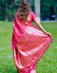 Pink Banarasi Jaal Soft Silk Zari Woven Saree