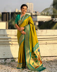 Mehendi Green Soft Silk Paithani Zari Woven Saree