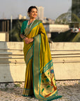 Mehendi Green Soft Silk Paithani Zari Woven Saree