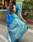 Blue Banarasi Jaal Soft Silk Zari Woven Saree