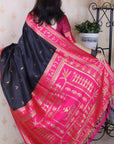 Black Soft Silk Zari Woven Warli Art Traditional Saree