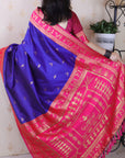 Violet Soft Silk Zari Woven Warli Art Traditional Saree