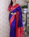 Violet Soft Silk Zari Woven Warli Art Traditional Saree