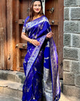 Violet Banarasi Jaal Soft Silk Zari Woven Saree